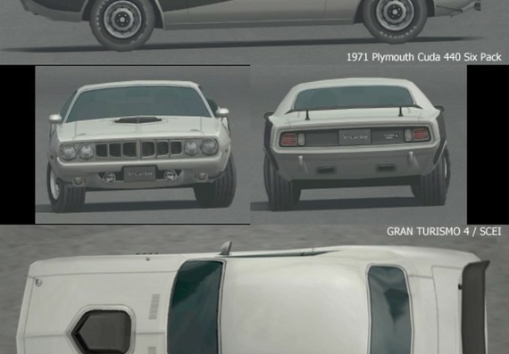 Plymouth Cuda 440 Six Pack (1971) (Плимут Куда 440 Сикс Пак (1971)) - чертежи (рисунки) автомобиля